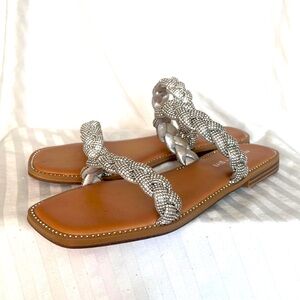 NWT Madden Girl braided silver sandals with crystals.